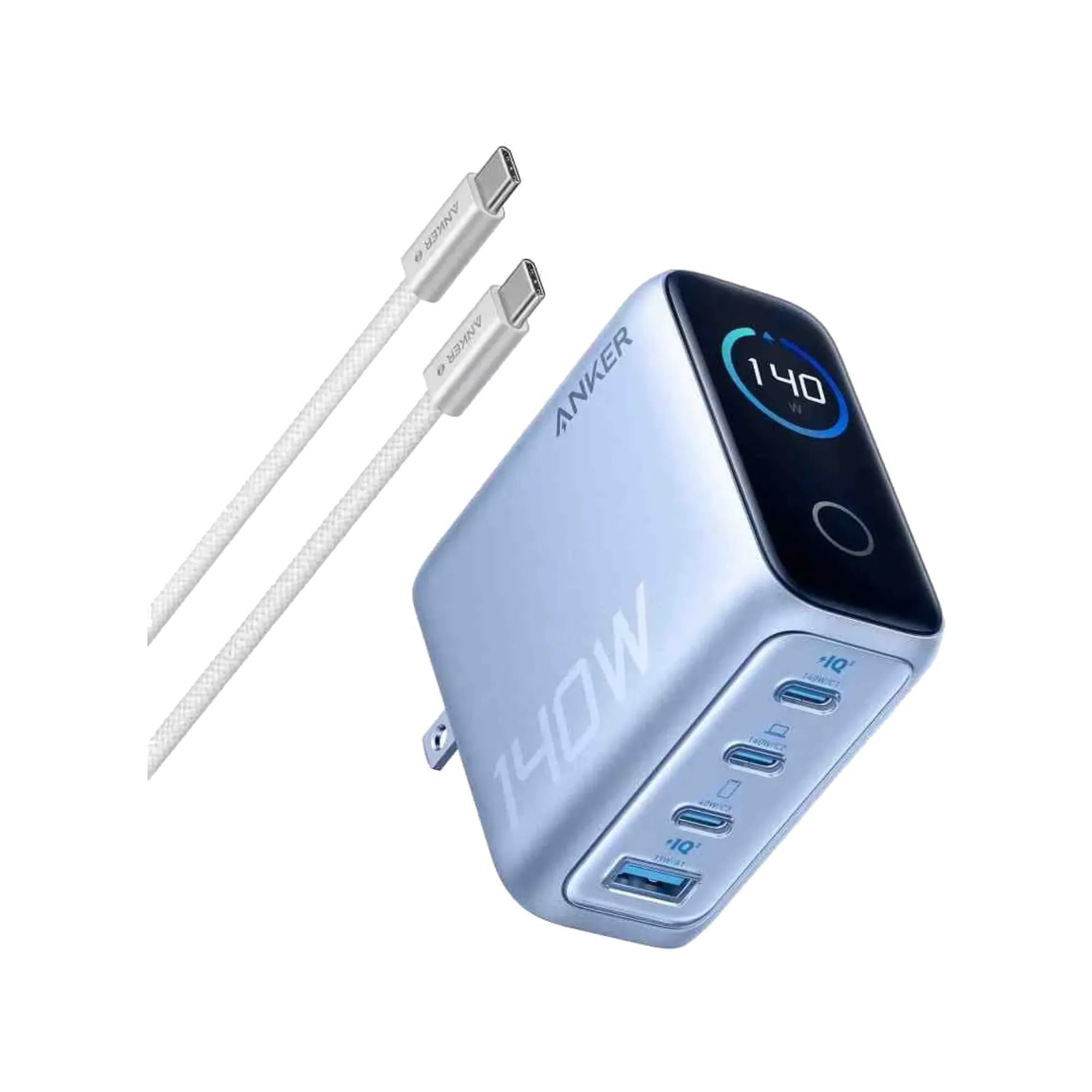 Anker Zolo 140W 4-Port Multi Device Charging GaN Power Adapter With Type-C Cable