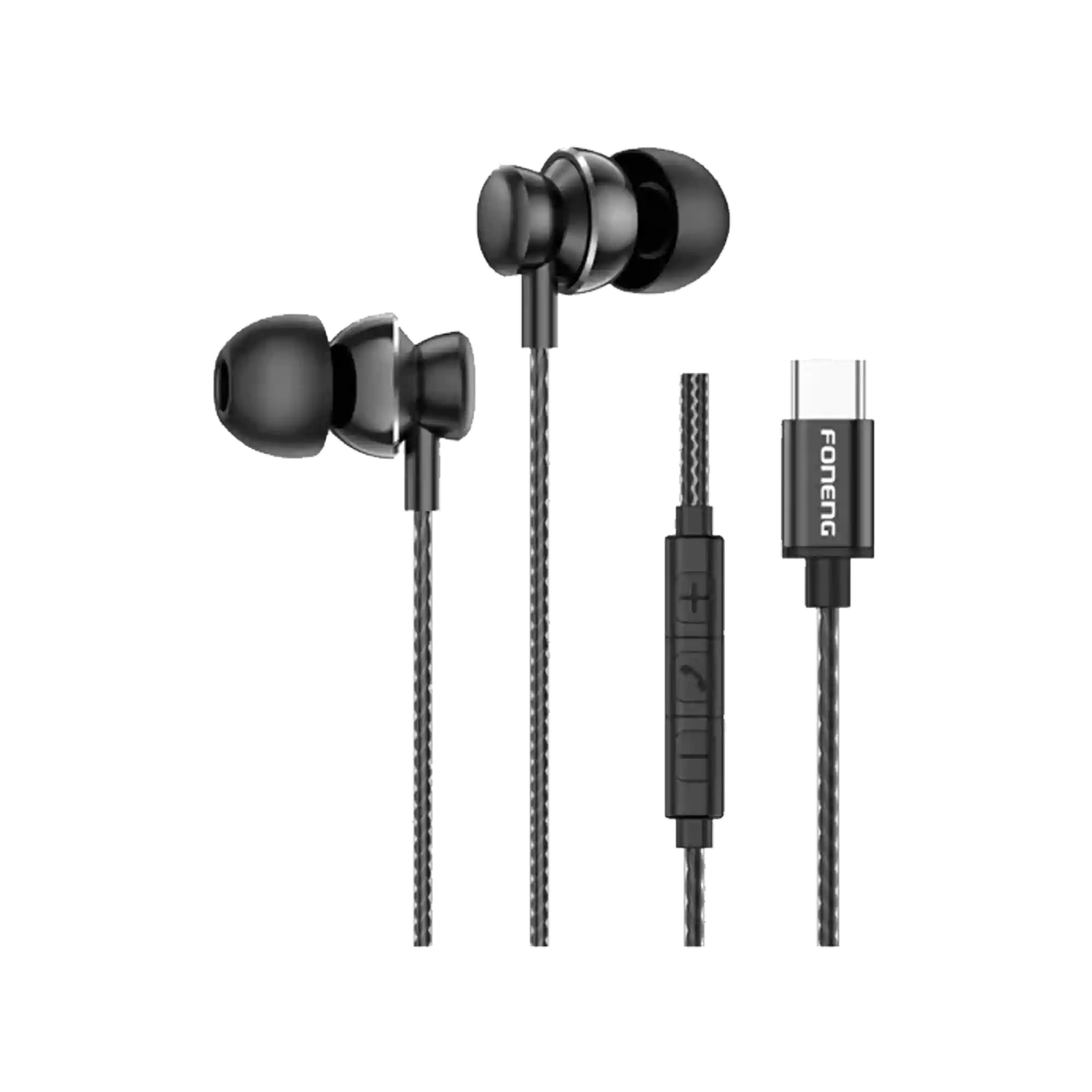 Foneng T67 In Ear Heavy Bass Type-C Earphone Black