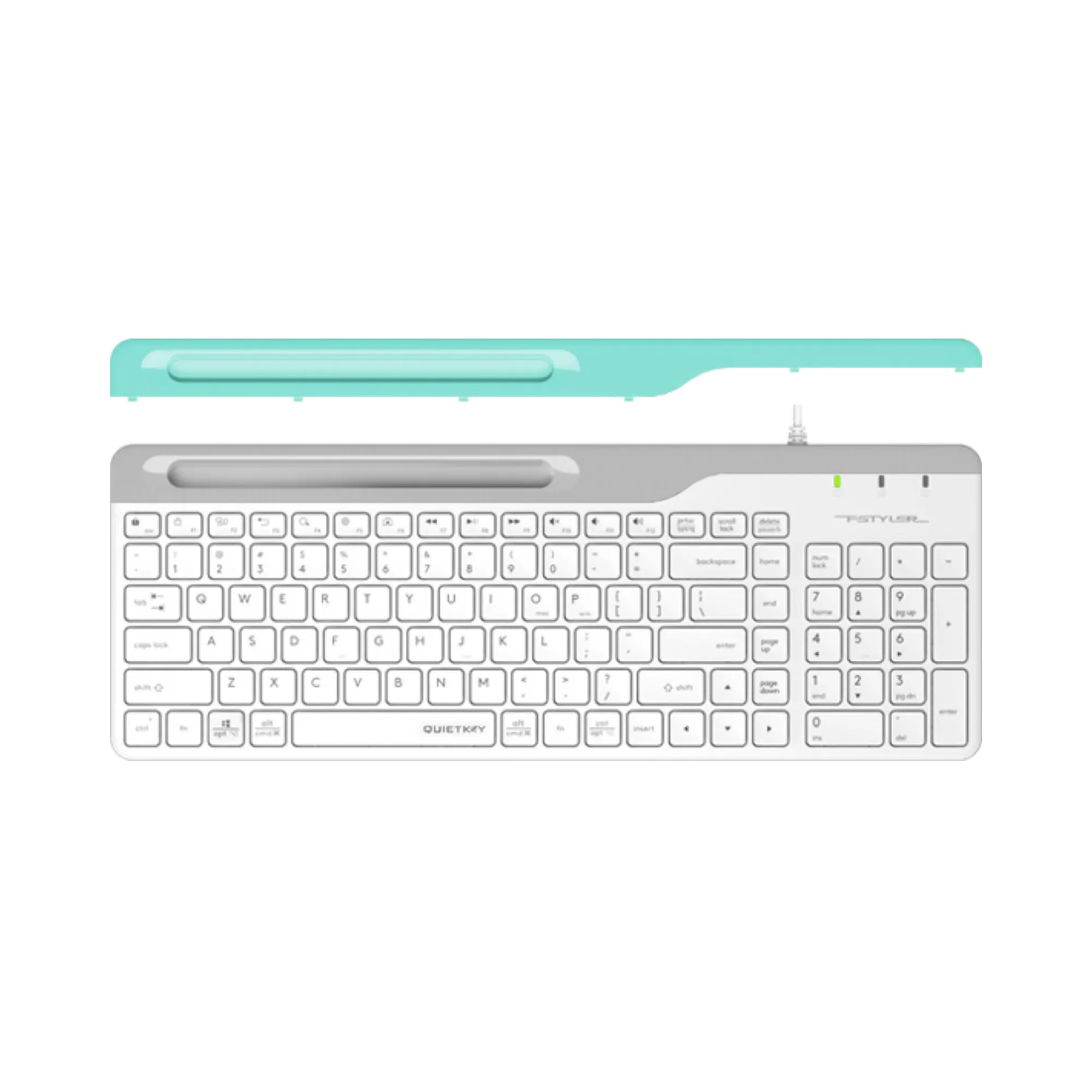 A4TECH FK25 Fstyler Wired Keyboard with Integrated Smartphone Cradle White