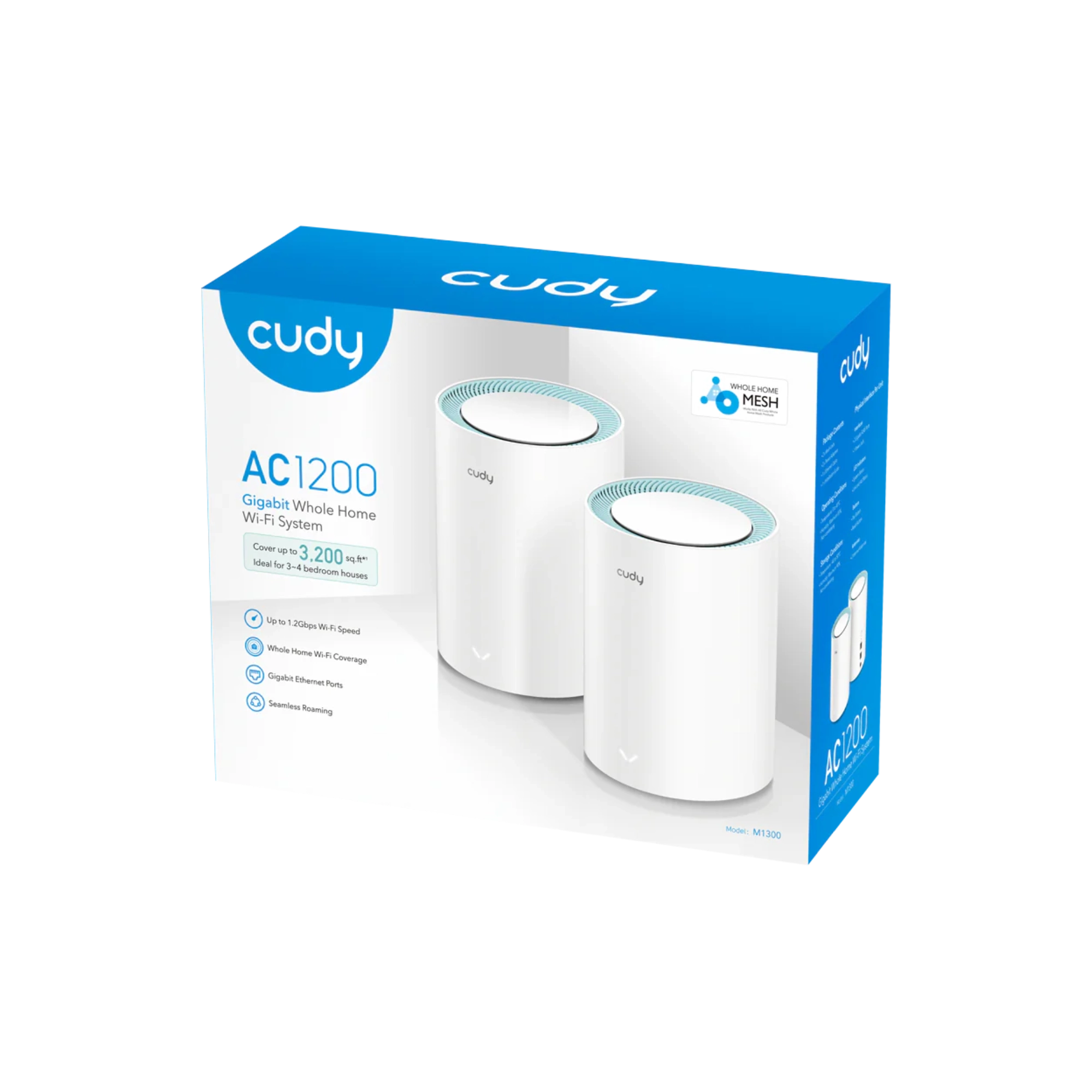 Cudy M1300 AC1200 Dual Band Gigabit Wi-Fi Mesh Router (2-Pack)