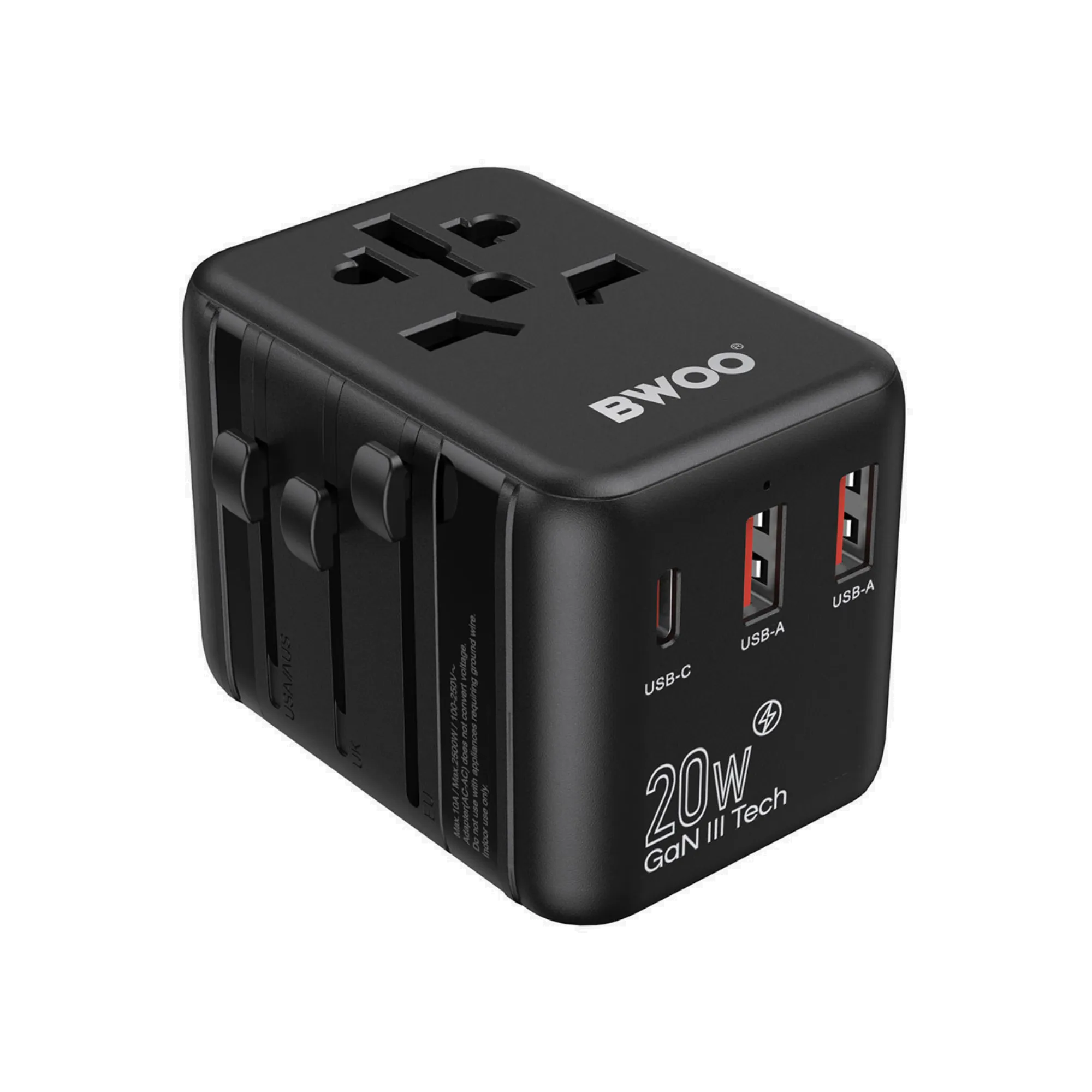 BWOO BO-UC08 20W 3-in-1 Universal GaN Travel Adapter