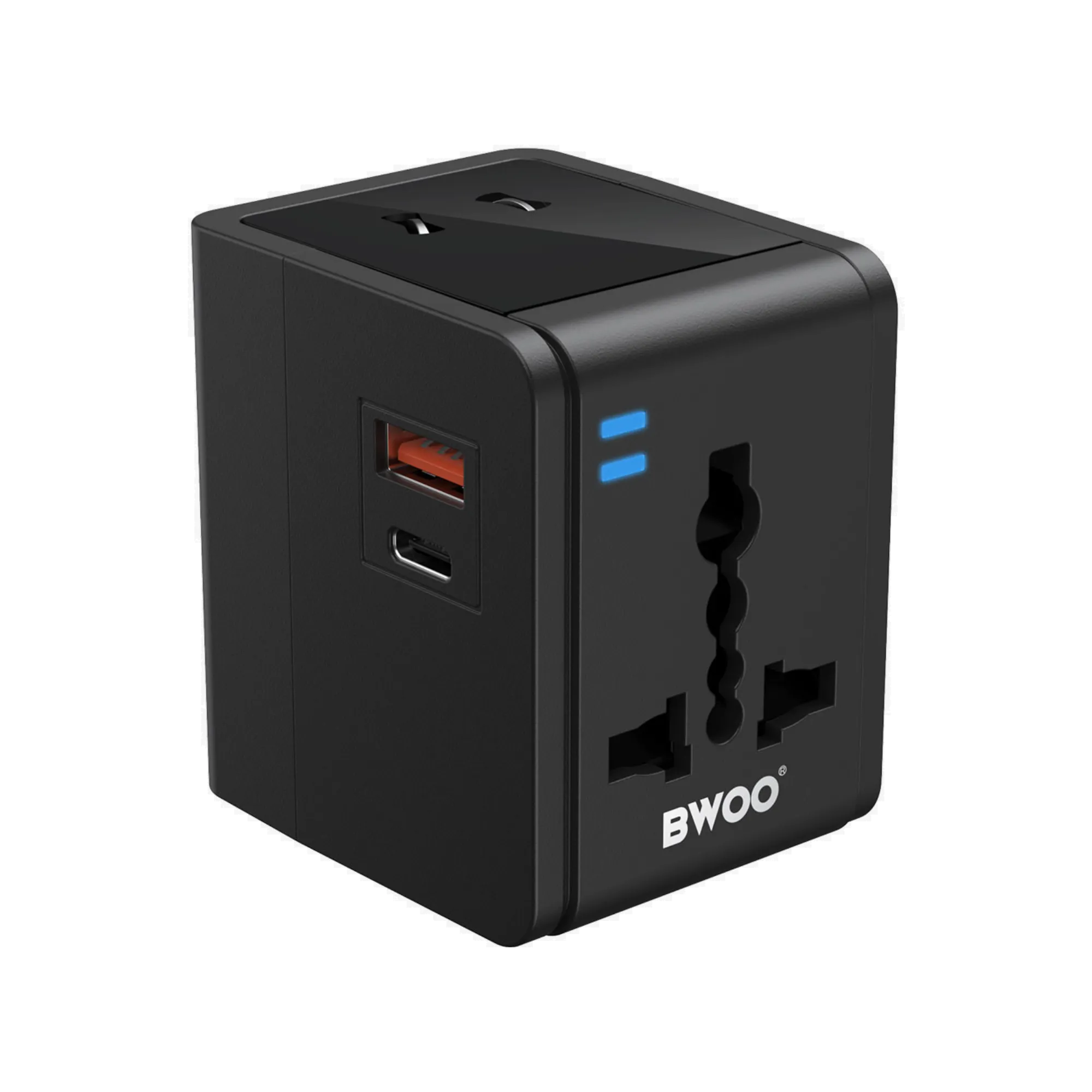 BWOO BO-UC06 Travel Adapter 15W 2 in 1 with Type-C + USB-A for (EU UK AUS US) 