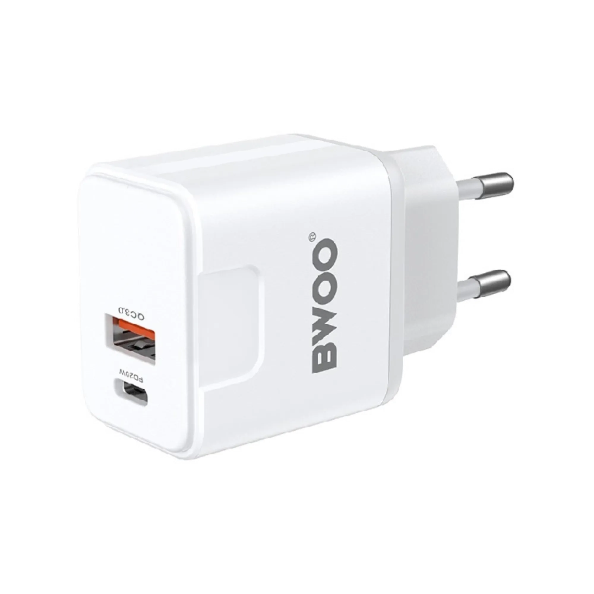 BWOO BO-CDA157 USB-A and USB-C 20W Fast Charger with type C Cable (EU plug)