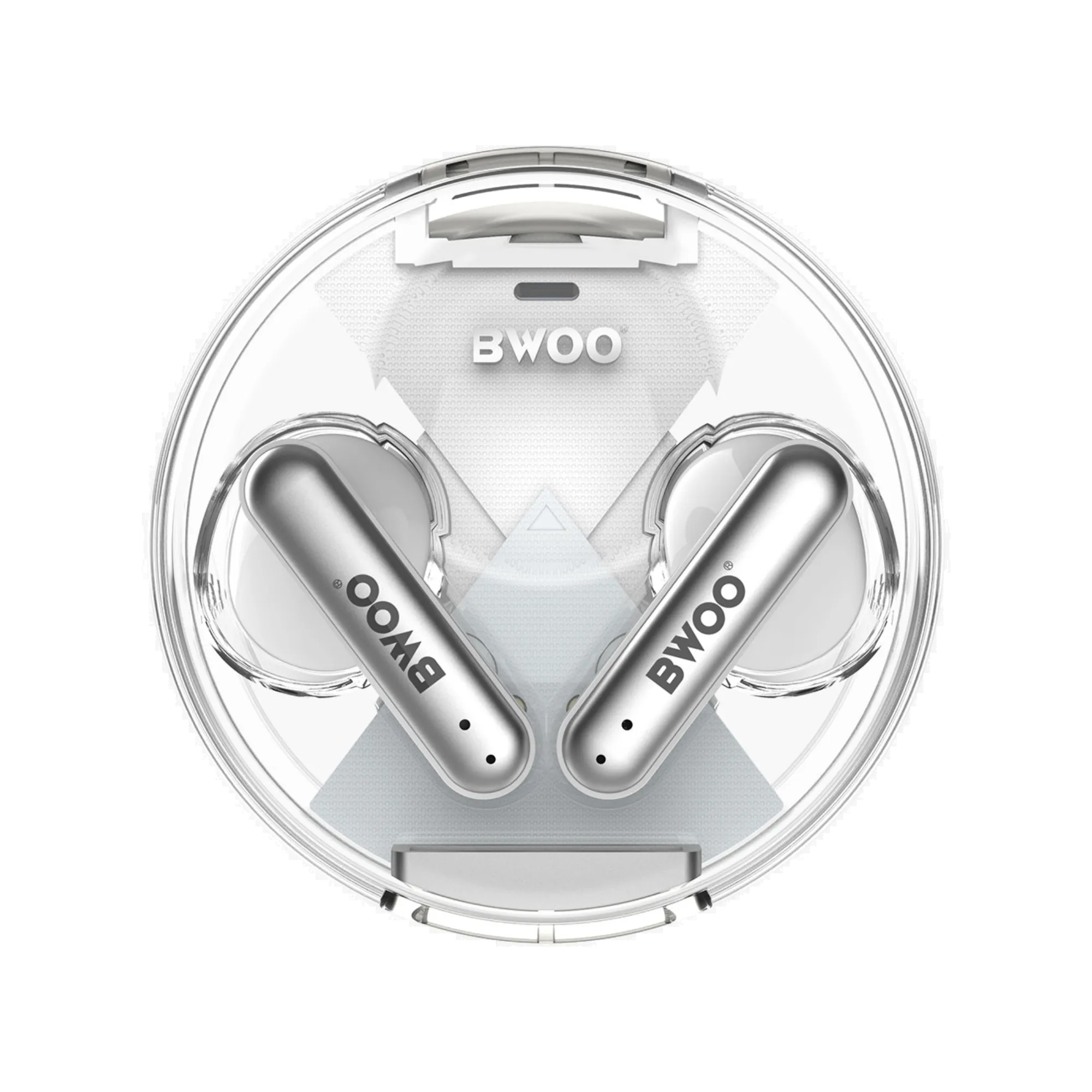 BWOO BW95 BT V5.2 Half-in-ear Wireless Earbuds with Transparent Charging Case 