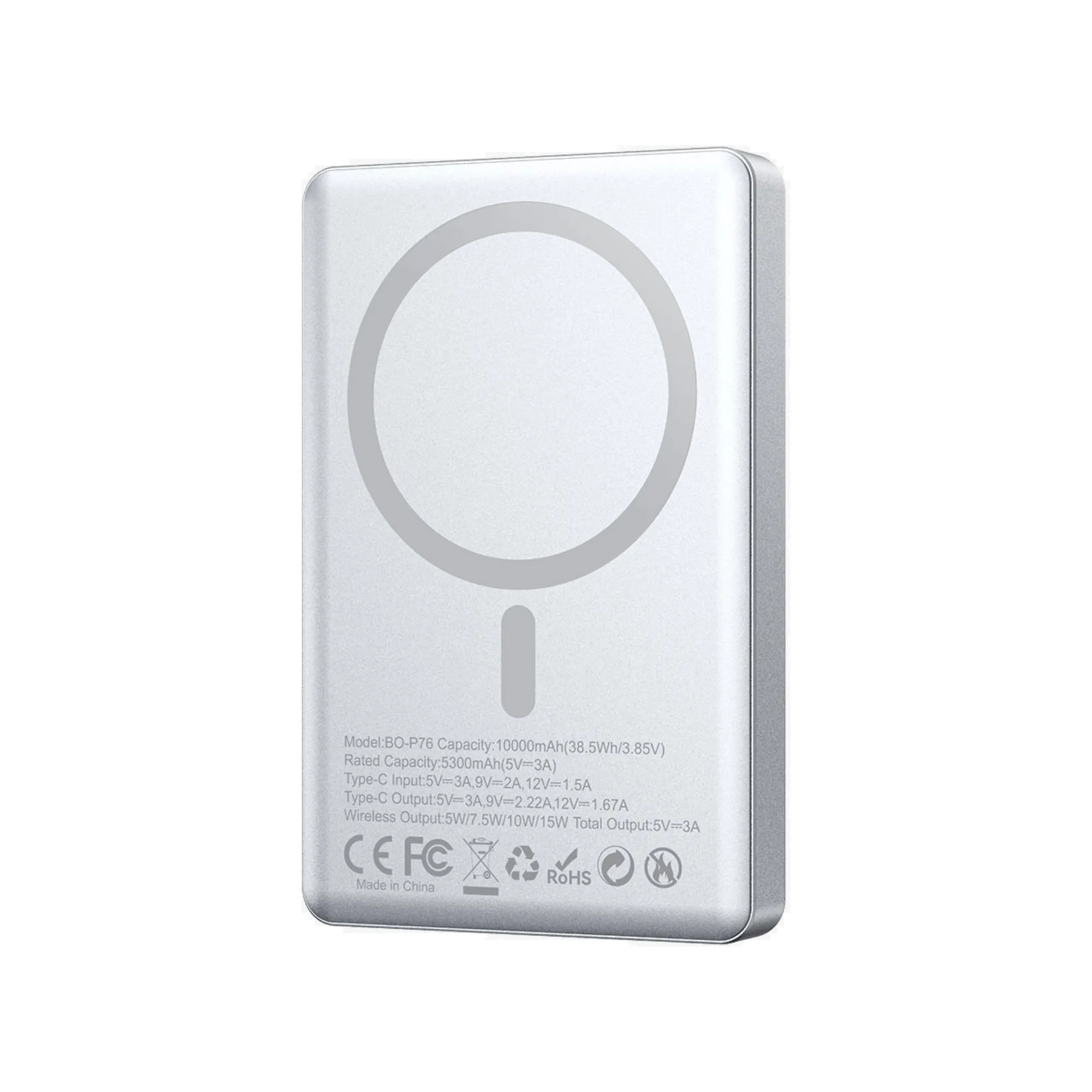 BWOO BO-P76 10000mAh Ultra Slim Magnetic Power Bank Fast Charging